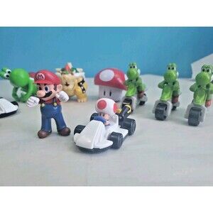 Large Lot of 12 Nintendo Super Mario Bros Mario Kart Racers Action Figures Toys